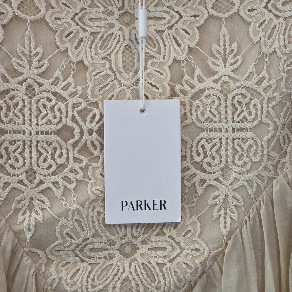 Parker Ivory Sun Lace Yoke Flowy Skirt SK93091889Y Cream Boho Size 14 NEW - Picture 4 of 16